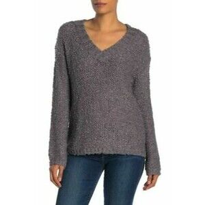 Susina Boucle Pullover Sweater Top Size M Gray Excalibur Fluffy NWT B25